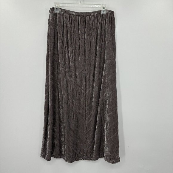 J Jill Gray Velvet Maxi Skirt sz 14 Embroidered Lagenlook BOHO Gray - Picture 8 of 11
